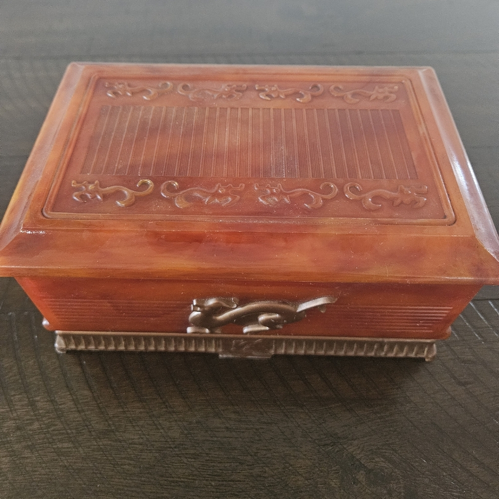 Vintage Amber Jewelry Box